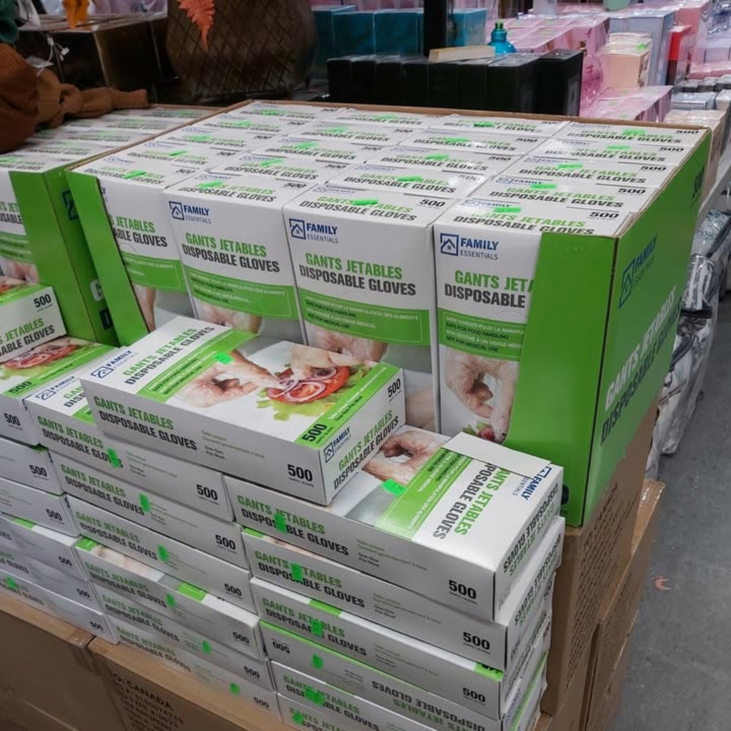 Family essentials 500 Pieces Disposable Gloves, Safe For Food Handling, One Size Fits Most.
