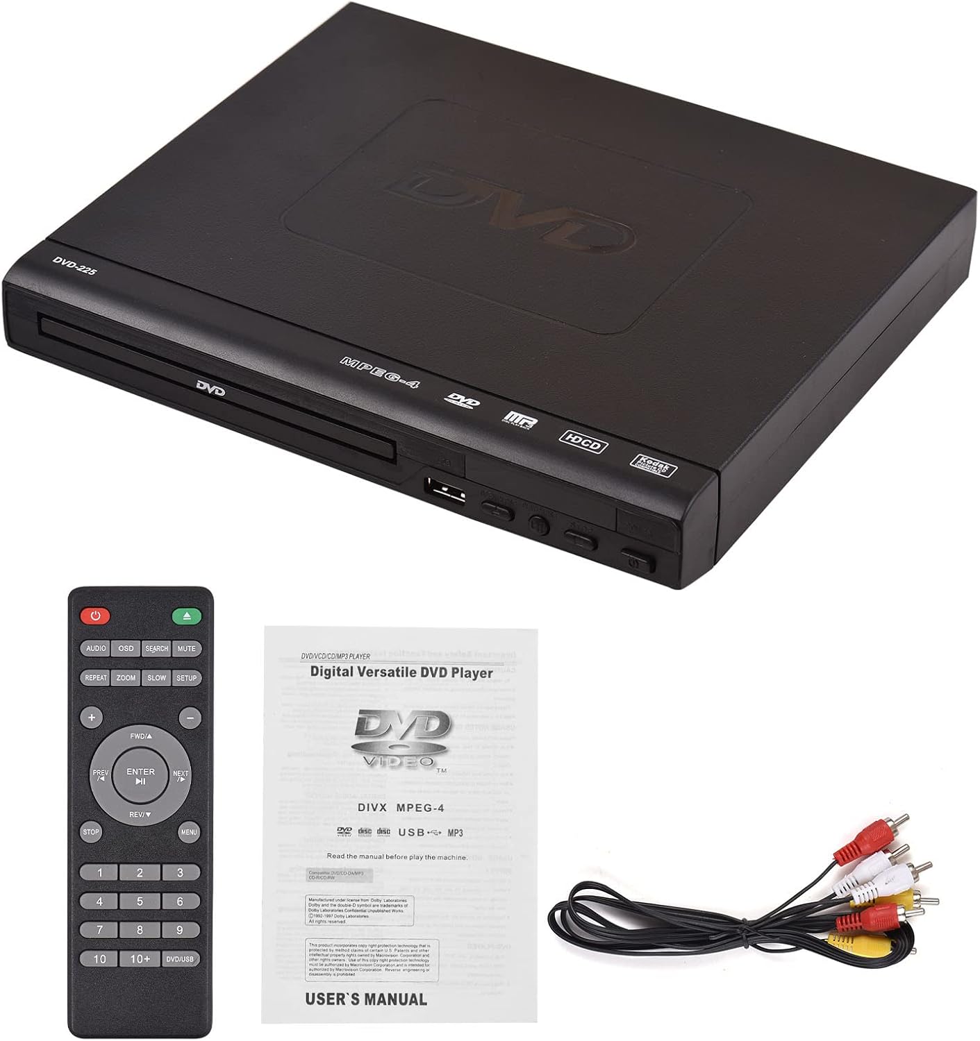 DVD-225 Home DVD/CD Player Digital AV Output, Remote Control