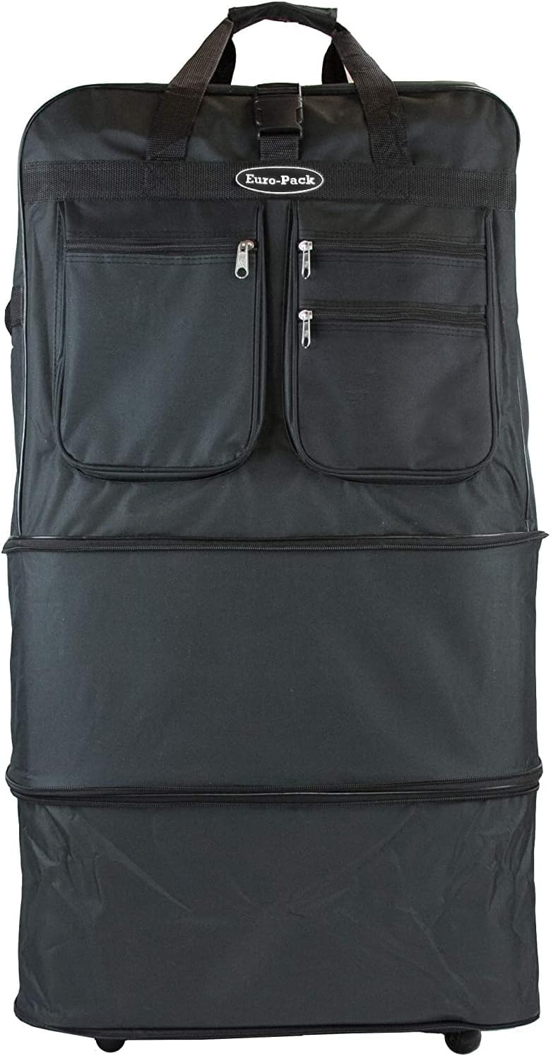 36" Rolling Wheeled Duffle Bag Spinner Suitcase Expandable Luggage (36 Inch, Black)