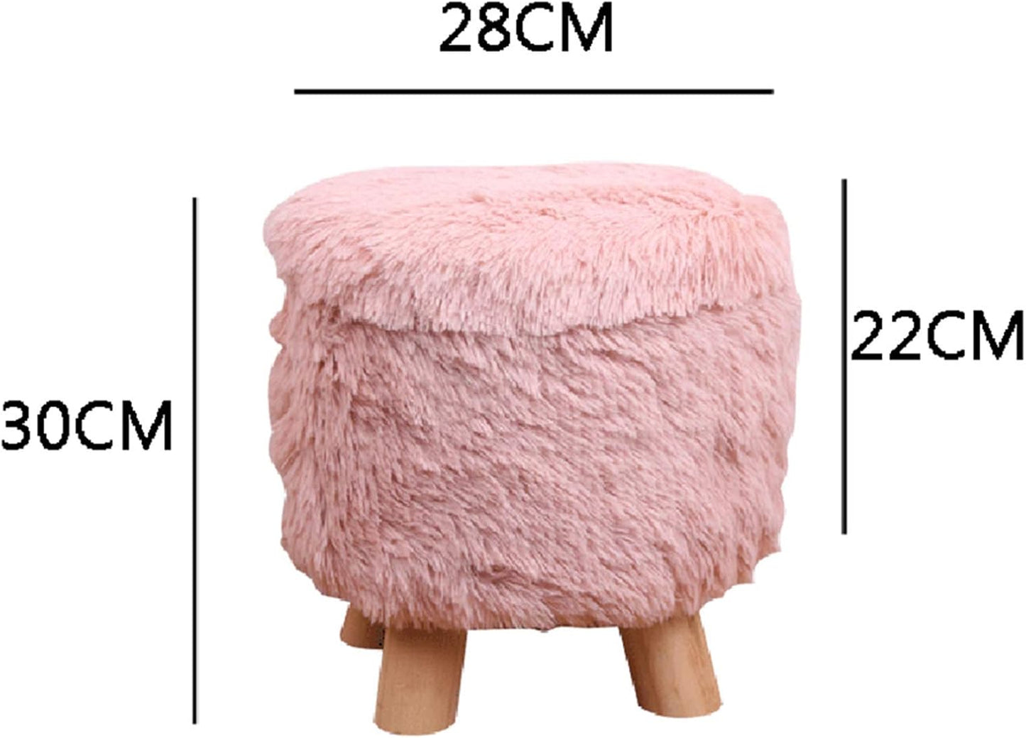 Round Foot Stool with Wooden Legs β Pink, Black & White