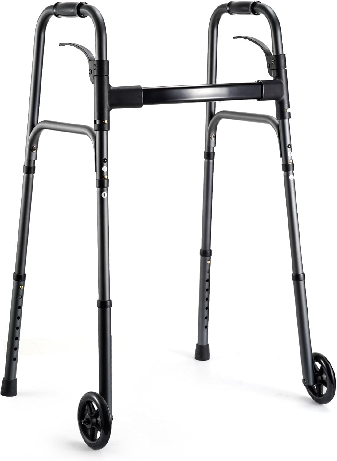 Lightweight Folding Walker 5" Fixed Wheels, Portable MedicaL