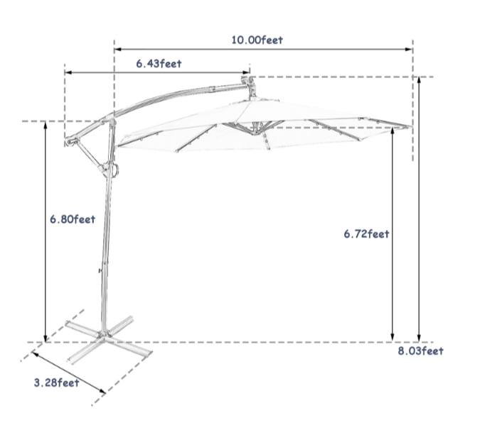 Patio Umbrella with Stand & Solar LED Lights Blue