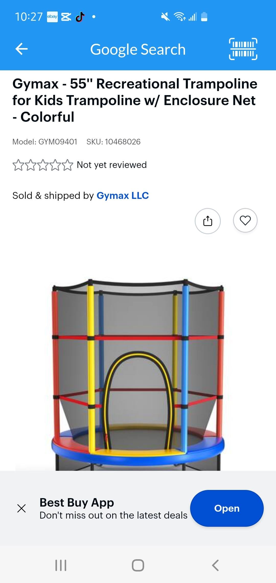 Giantex 55" Kids Trampoline with Safety Enclosure Net
