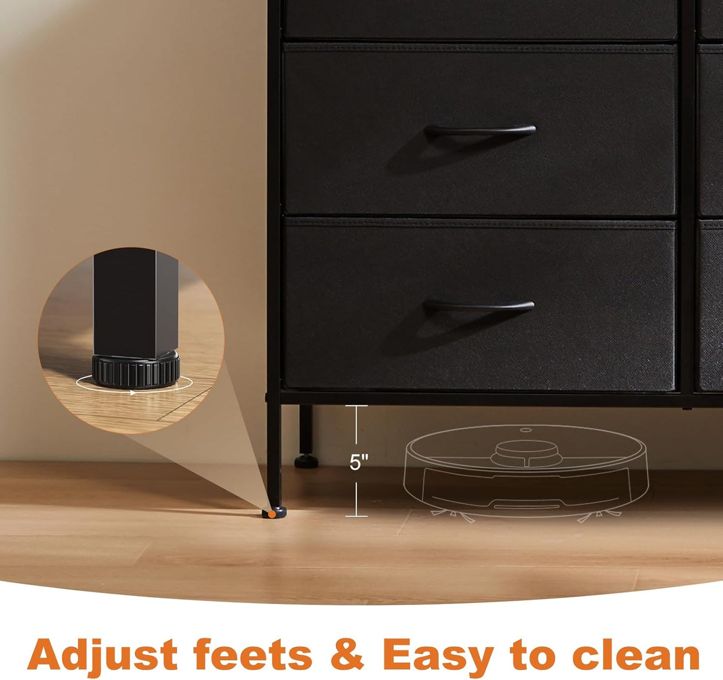 Dresser for Bedroom, TV Stand, 6-Drawer Fabric Storage Cabinet