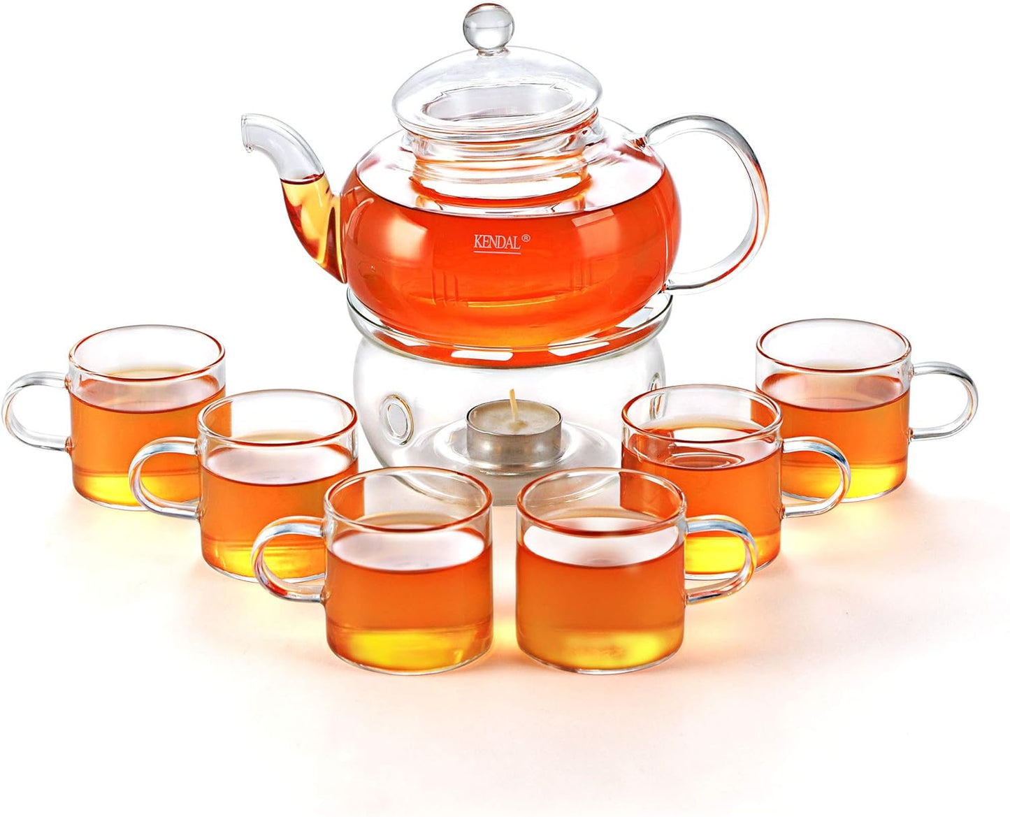 27 oz glass filtering tea maker teapot with a warmer and 6 tea cups CJ-BS808A