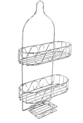 CHROME SHOWER CADDY WITH 3 TIERS (SWIRLS)