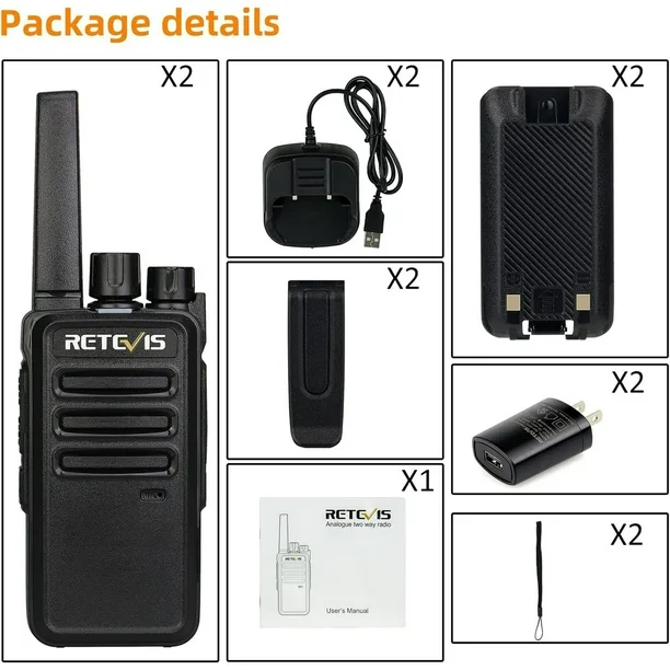 Retevis RT68 Walkie Talkies Rechargeable,Portable FRS Two-Way Radios for Adults,Heavy Duty 2 Way Radios Long Range,USB Charging Base,License Free Walkie Talkie for Road Trip Gifts Camping (2 Pack)