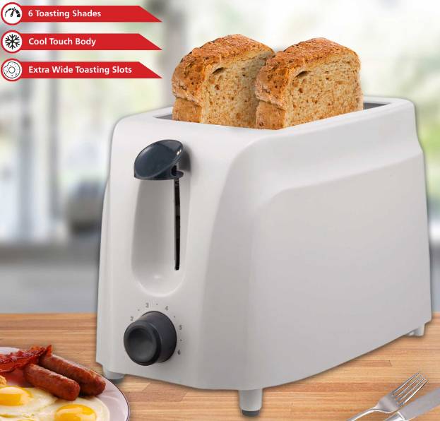 Brentwood TS-260W Cool Touch 2-Slice Toaster, White