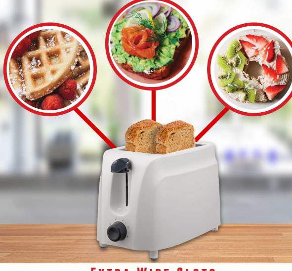 Brentwood TS-260W Cool Touch 2-Slice Toaster, White
