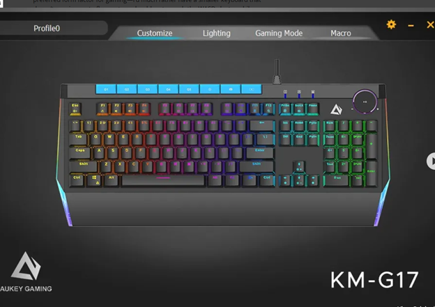 AUKEY KMG17 Mechanical Keyboard – Blue Switches (104‑Key) with Volume Control