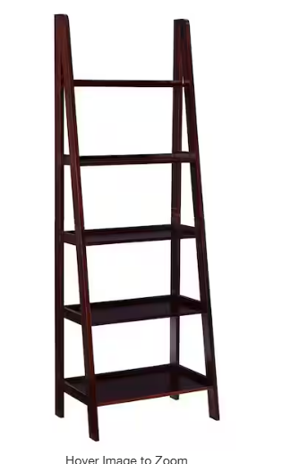 Benson 72” Tall 5-Shelf Ladder Bookcase – Espresso