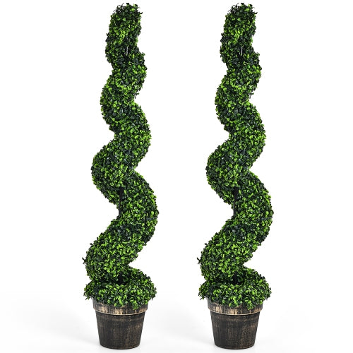 Costway 2 Pack 4FT Artificial Spiral Boxwood Topiary Tree Indoor
