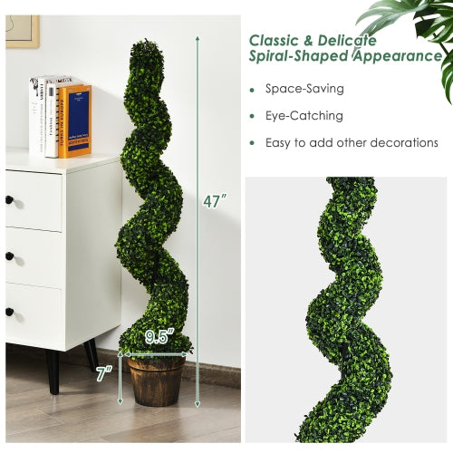Costway 2 Pack 4FT Artificial Spiral Boxwood Topiary Tree Indoor