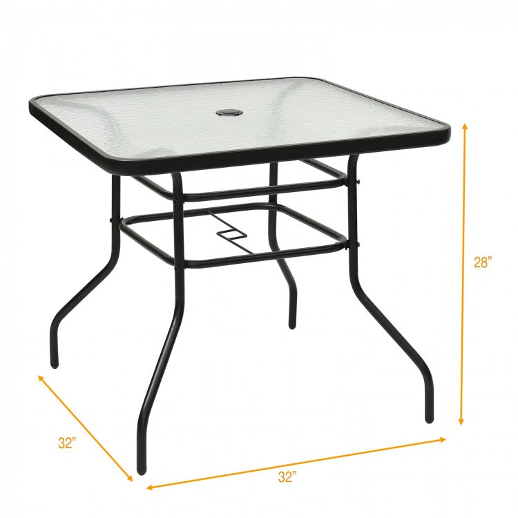 32" Patio Tempered Glass Square Table