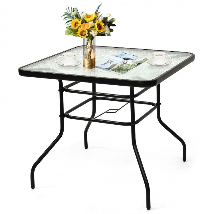 32" Patio Tempered Glass Square Table