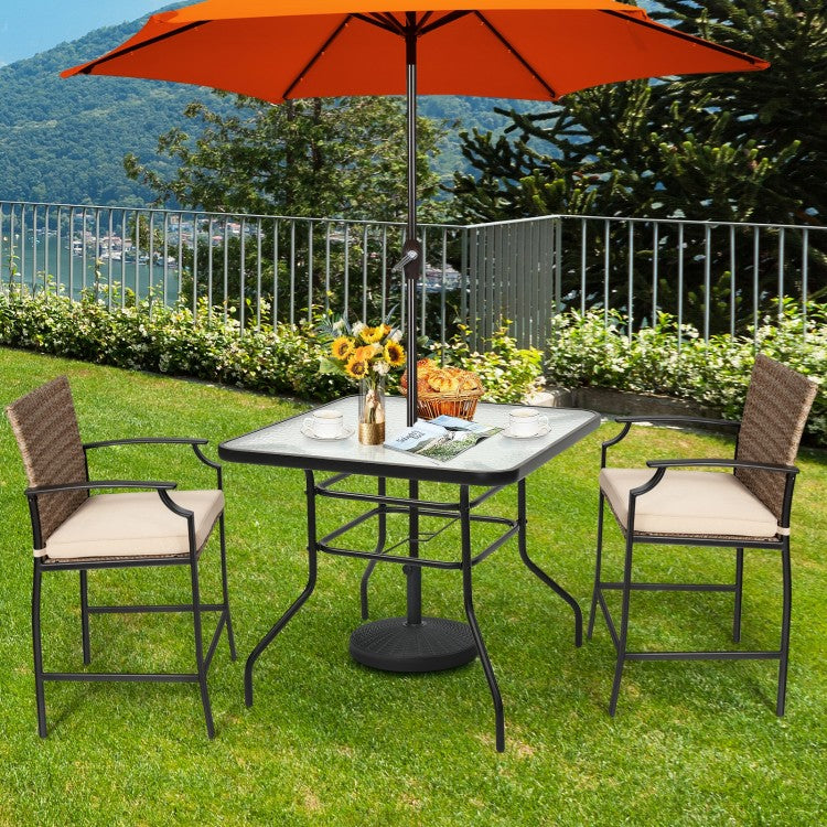 32" Patio Tempered Glass Square Table