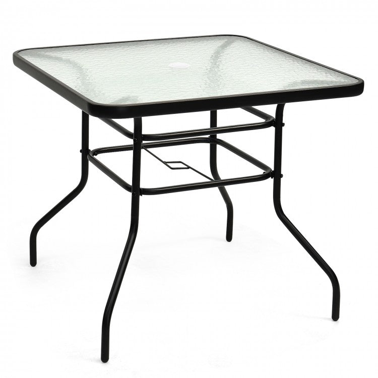 32" Patio Tempered Glass Square Table