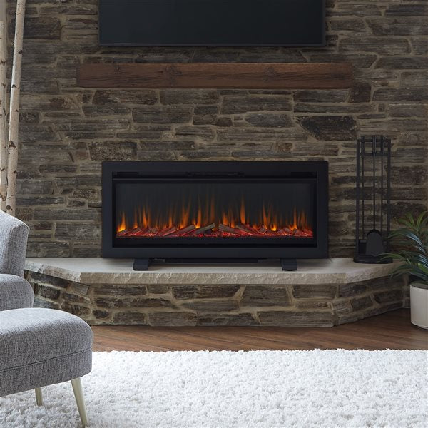 Real Flame 49-in Black Wall Mounted/Recessed Electric Fireplace