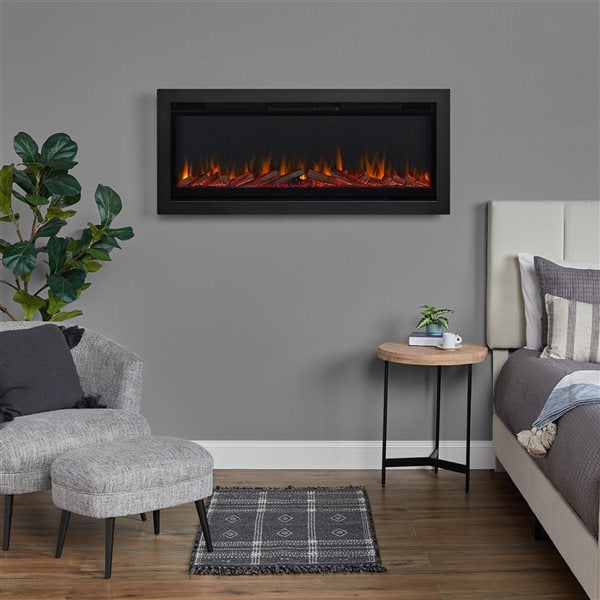Real Flame 49-in Black Wall Mounted/Recessed Electric Fireplace