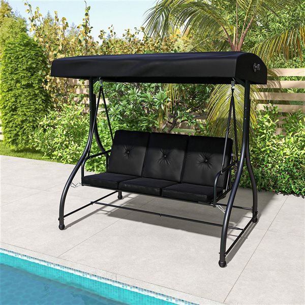 Costway 57” 3-Seat Patio Swing Glider – Red Wine