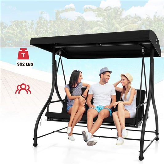 Costway 57” 3-Seat Patio Swing Glider – Red Wine