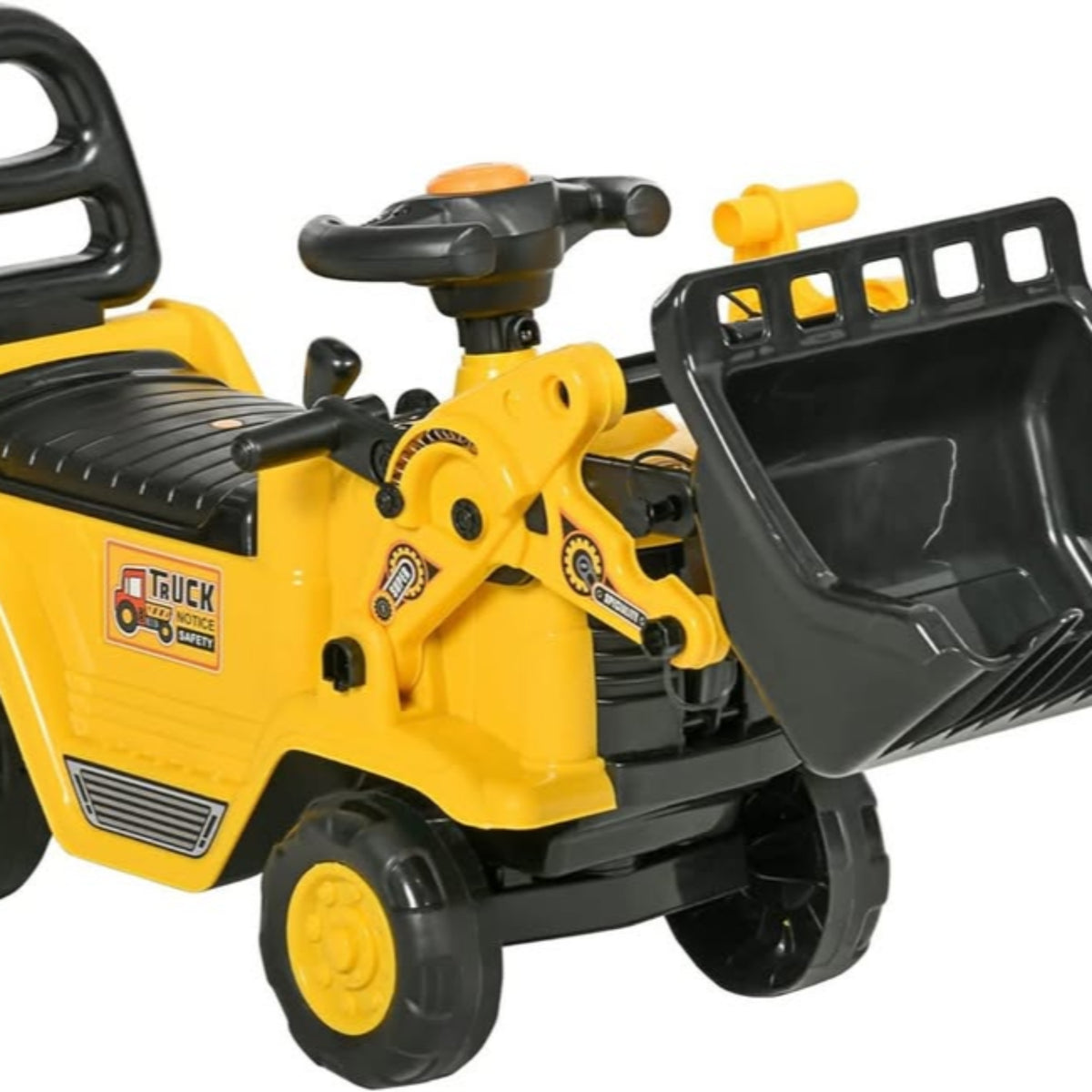 Toy Riding Bulldozer Ride-On Toy Bulldozer with Bucket Horn Steering Wheel Storage Toddlers ...