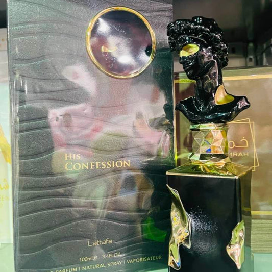 Lattafa His Confession Eau de Parfum Spray for Men, 3.4 Ounce