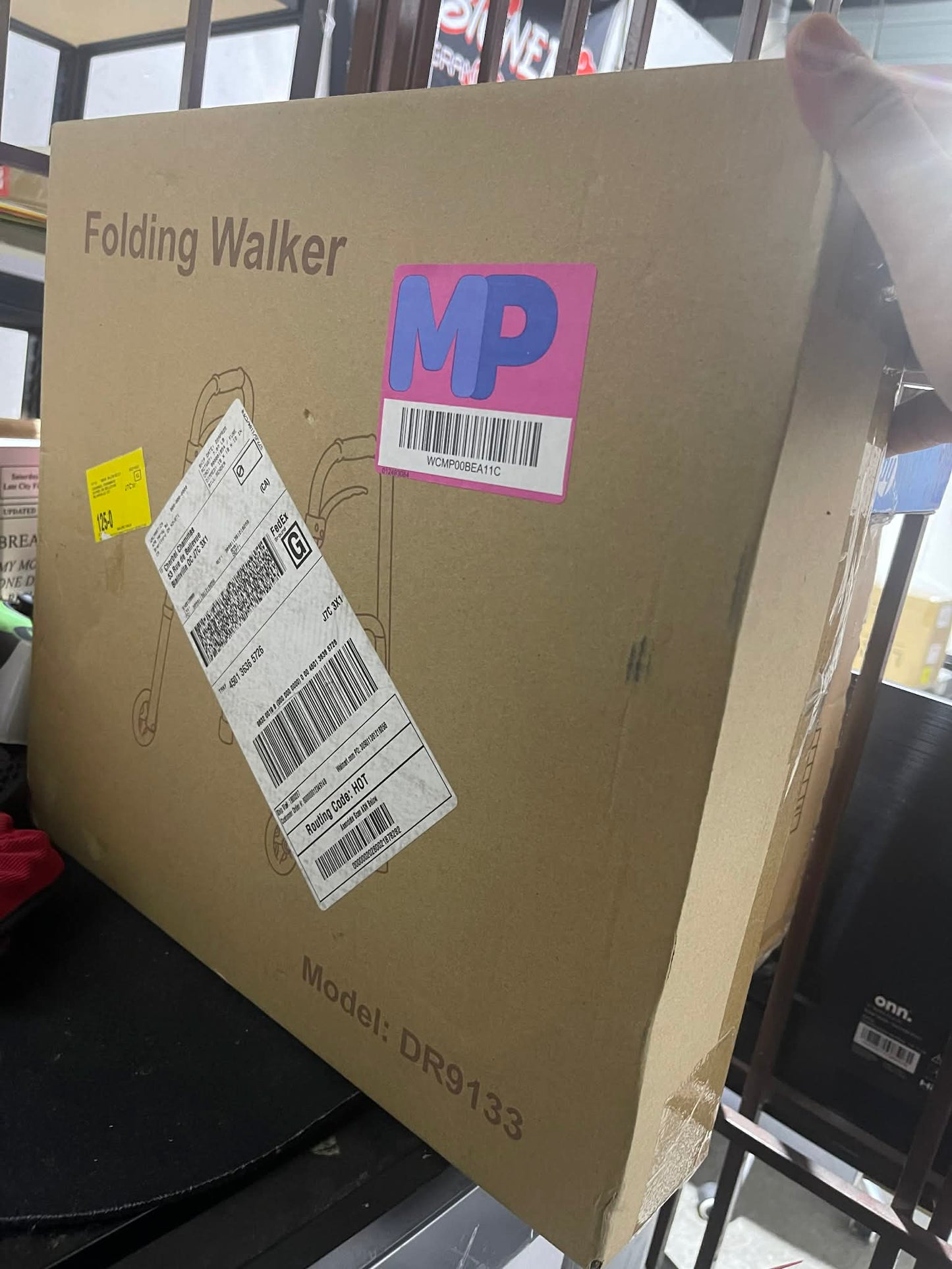 Lightweight Folding Walker 5" Fixed Wheels, Portable MedicaL