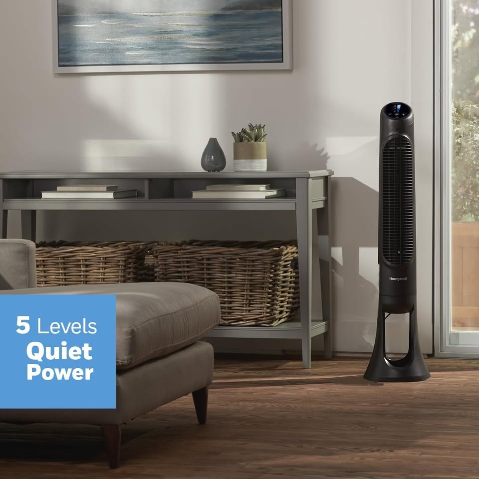 Honeywell Quiet Set 5-Speed Oscillating Tower Fan - 40" - Black