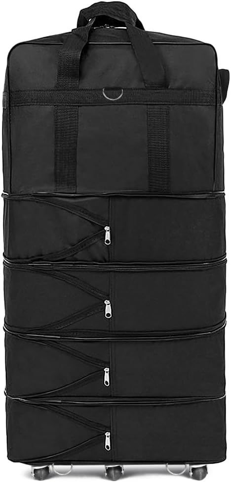 34" Expandable Wheeled Duffle Bag – Black