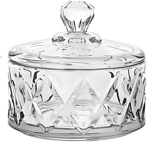 Glass Candy Dish with Lid, Clear Round Glass Candy Jar Ice Cream Dessert Cups Jewelry Box for Food Storage Organization