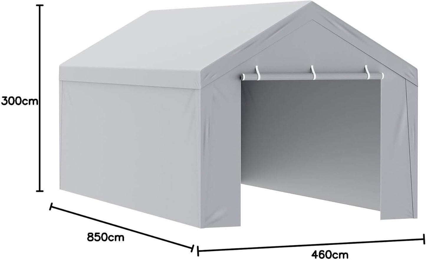 Carport Replacement Canopy Cover Top + Side Wall 10 x 20 ft, Garage Tent Shelter Tarp Heavy-Duty Waterproof & UV Protected, Easy Installation (Frame Not Included)