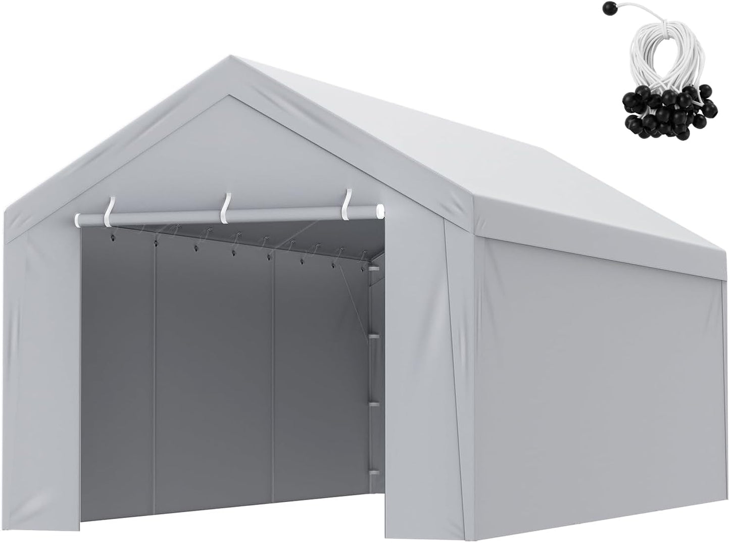 Carport Replacement Canopy Cover Top + Side Wall 10 x 20 ft, Garage Tent Shelter Tarp Heavy-Duty Waterproof & UV Protected, Easy Installation (Frame Not Included)