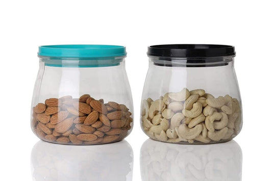 New Airtight Plastic Container Jar Set For Kitchen Product Uses - Set Of 2