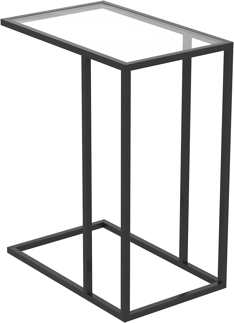 Modern C‐Shaped Side Table – Black Metal Frame