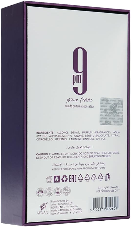 Afnan 9 PM Pour Femme – Eau de Parfum 3.4 oz
