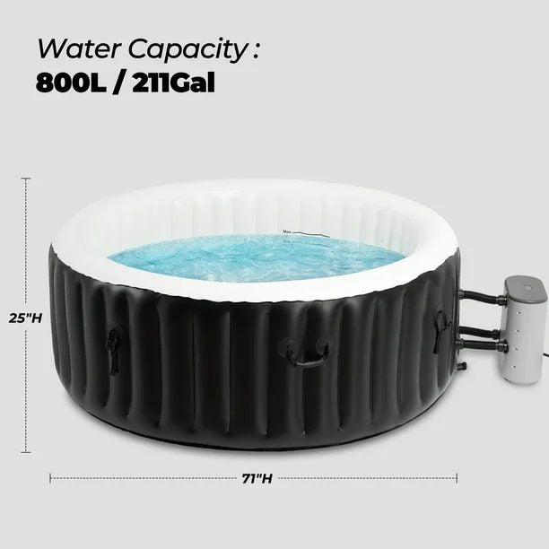 4 Person 71'' Inflatable Hot Tub Spa Bubble Capacity 800L , Outdoor Portable Hottub