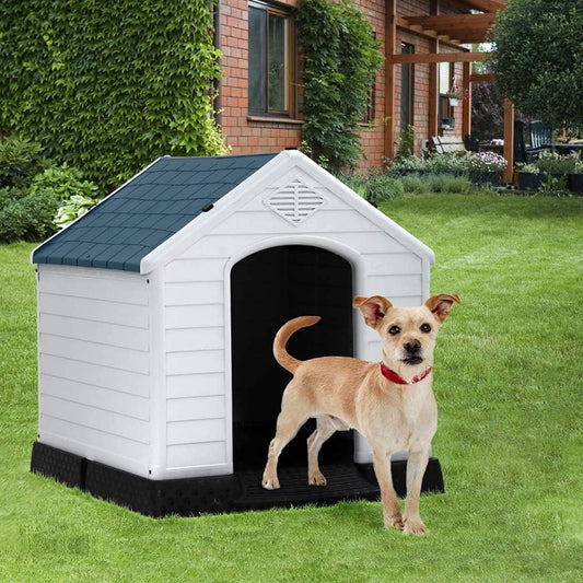 Big Dog House Plasic Dog House Puppy Shelter for Small Medium Large Dogs, Waterproof Ventilate Plastic Durable Indoor Outdoor Pet Shelter Kennel