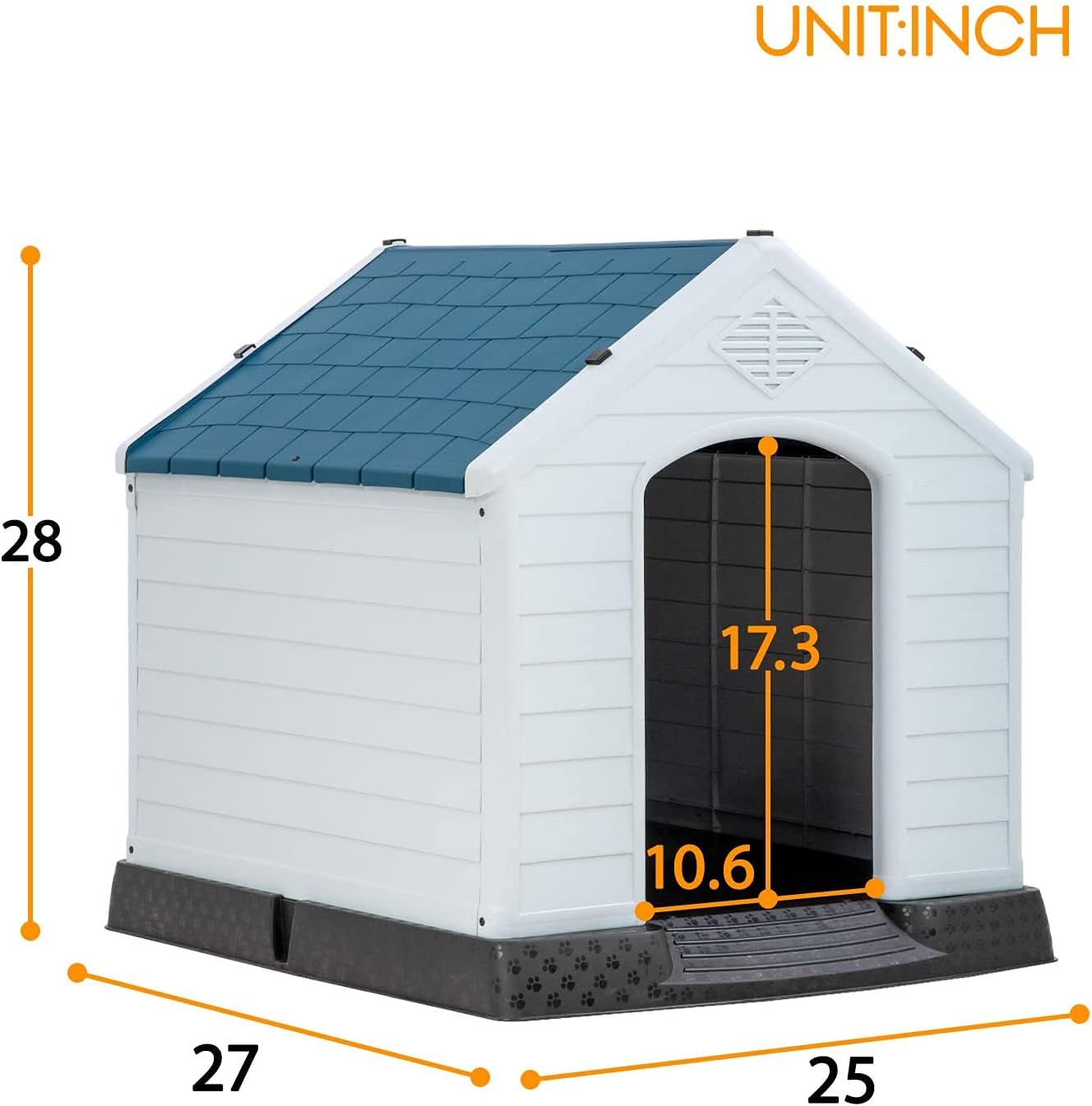 Big Dog House Plasic Dog House Puppy Shelter for Small Medium Large Dogs, Waterproof Ventilate Plastic Durable Indoor Outdoor Pet Shelter Kennel