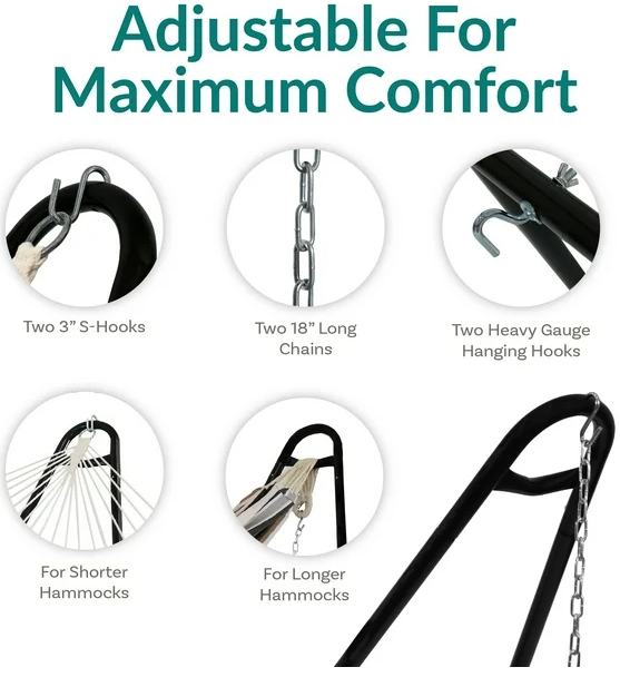 Sunnydaze Heavy-Duty Universal Multi-Use Heavy-Duty Steel Hammock Stand for 9 to 14 Feet Hammocks - 550 lb Weight Capacity - Black