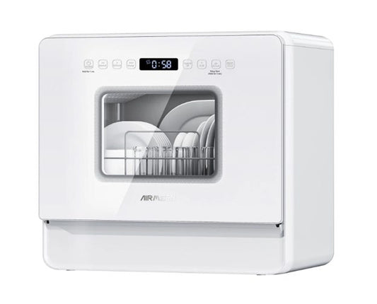 AIRMSEN 5-Place Settings Portable Countertop Dishwasher with 5L Built-in Water Tank, Ultra-Slim Dishwasher Upgrade 3 Spray Arms, 12H Delay Start and Salt Chamber Function, ZMW-DUHA01