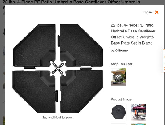 22 lbs. 4-Piece PE Patio Umbrella Base Cantilever Offset Umbrella Weights Base Plate Set