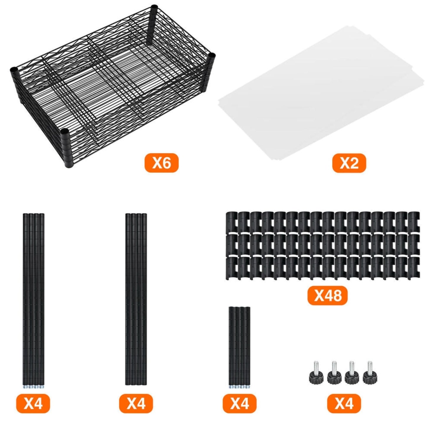 6-Tier Storage Wire Shelving Unit, 660LBS, Freestanding Garage A