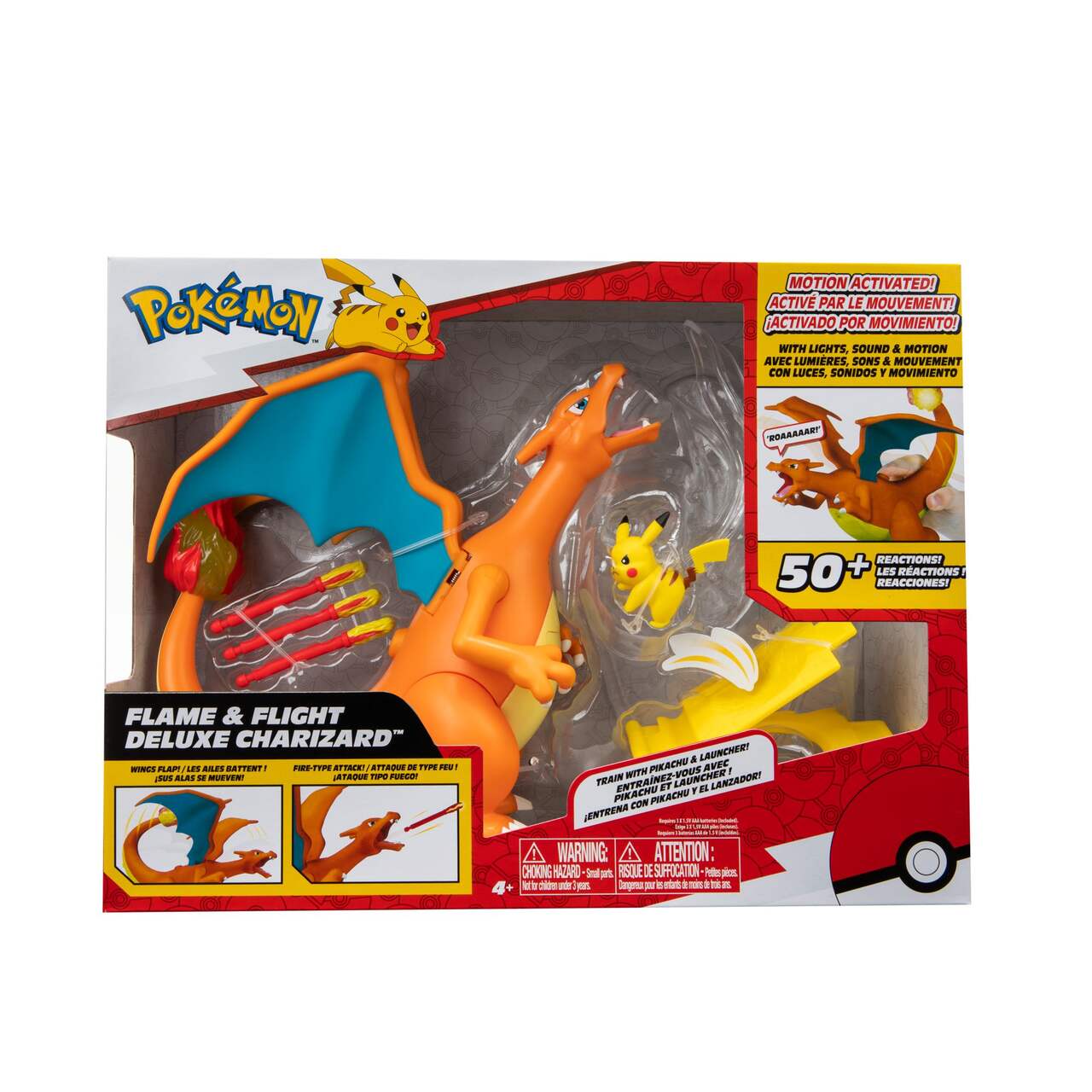 Pokémon Flame & Flight Deluxe Charizard Figure with 2-in Pikachu