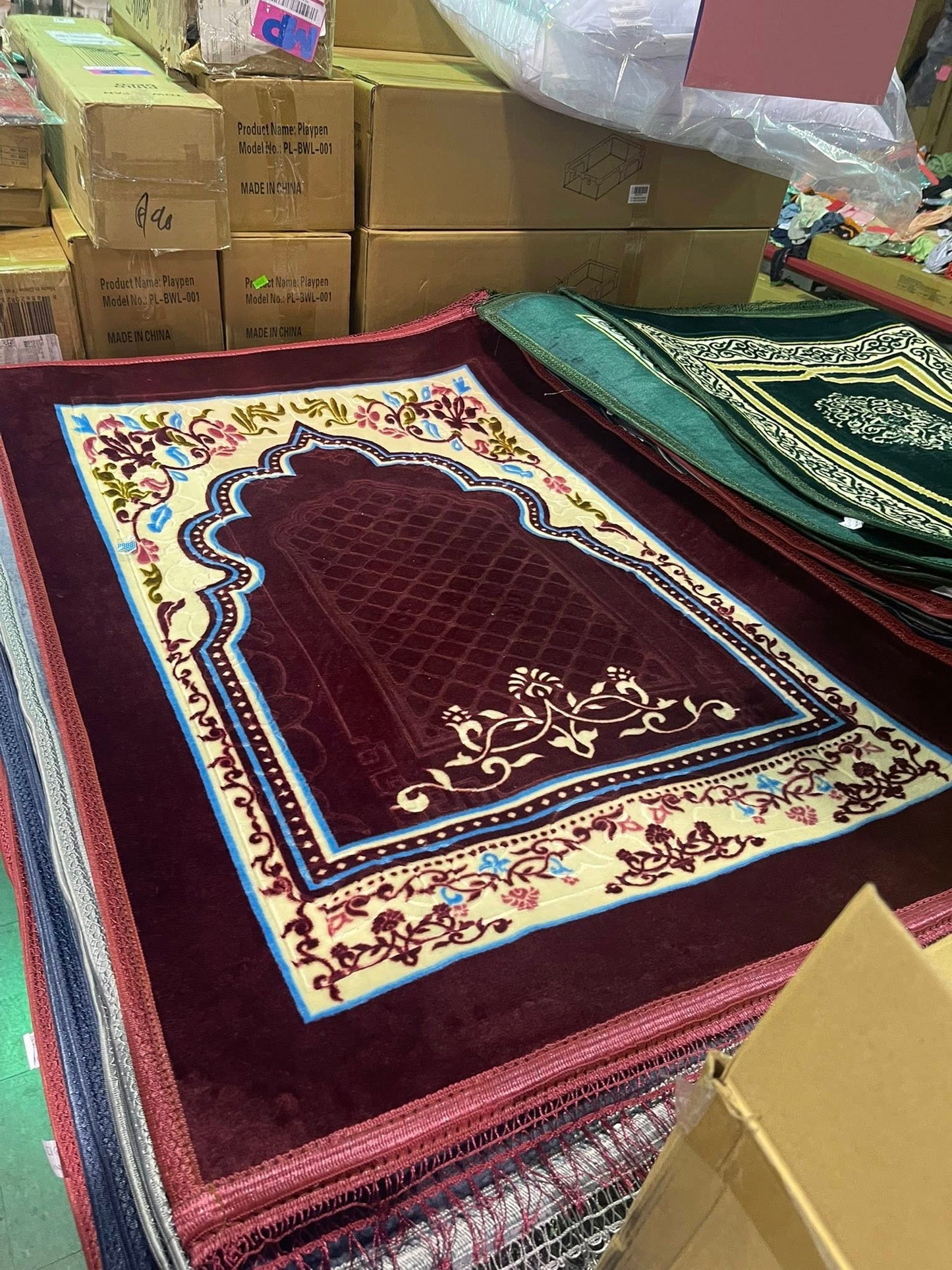 Islamic Prayer Rug Thick Soft Velvet Muslim Mat Unique Arabic Tu