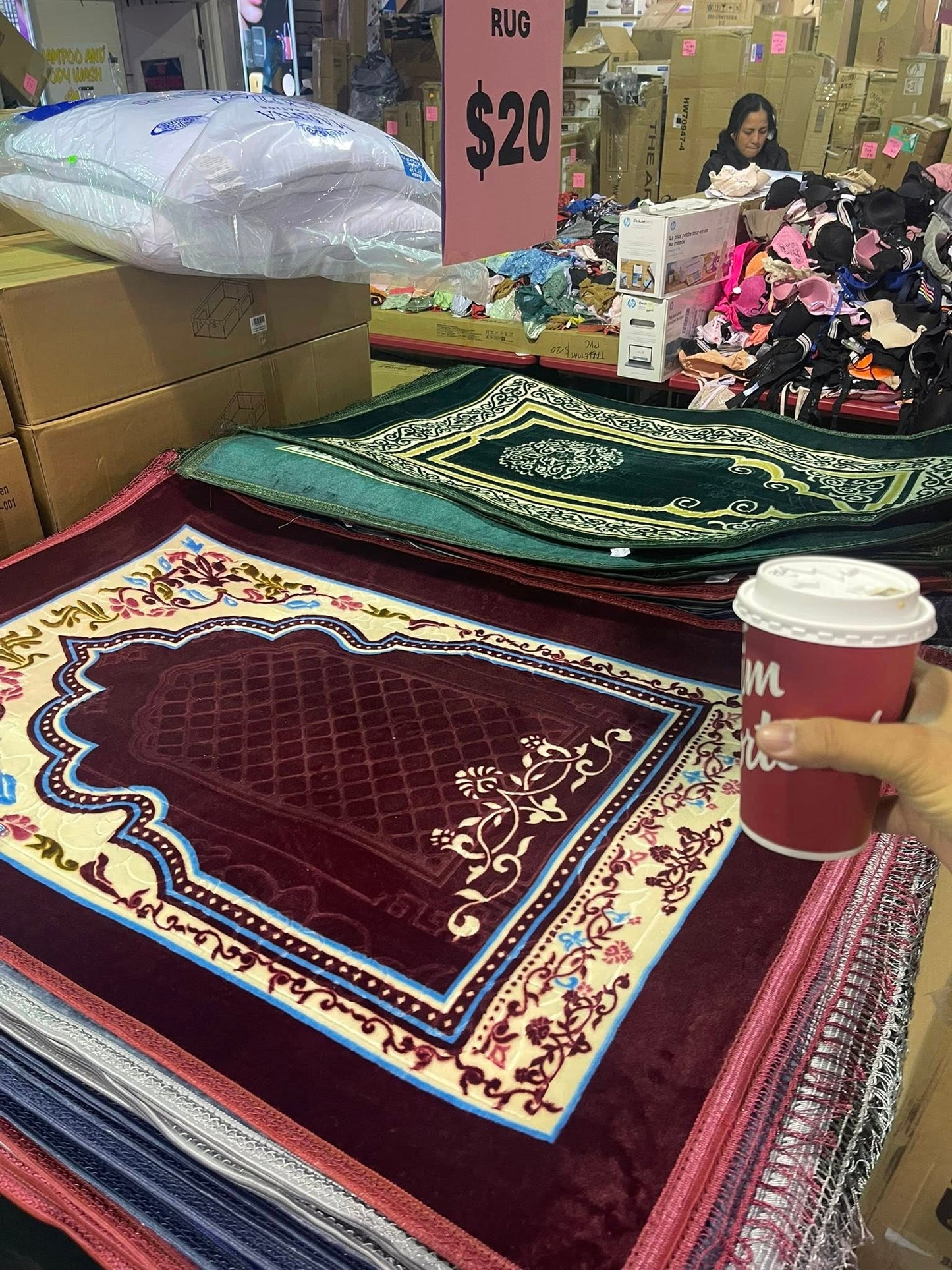 Islamic Prayer Rug Thick Soft Velvet Muslim Mat Unique Arabic Tu