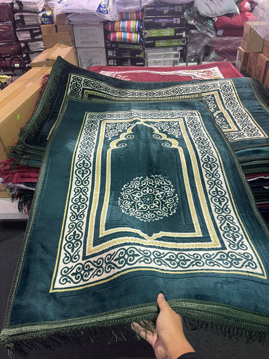 Islamic Prayer Rug Thick Soft Velvet Muslim Mat Unique Arabic Tu