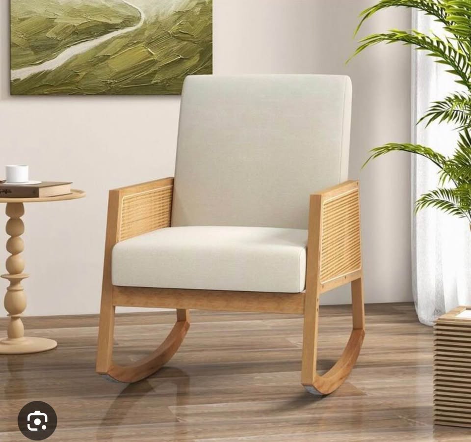 Rocking Chair with Rattan Accents