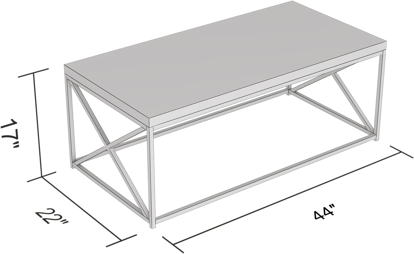 Safdie & Co. 81036.Z.74 Living Room Coffee Coktail Tea Center Table-48 L/Grey Wood/Modern Low Table