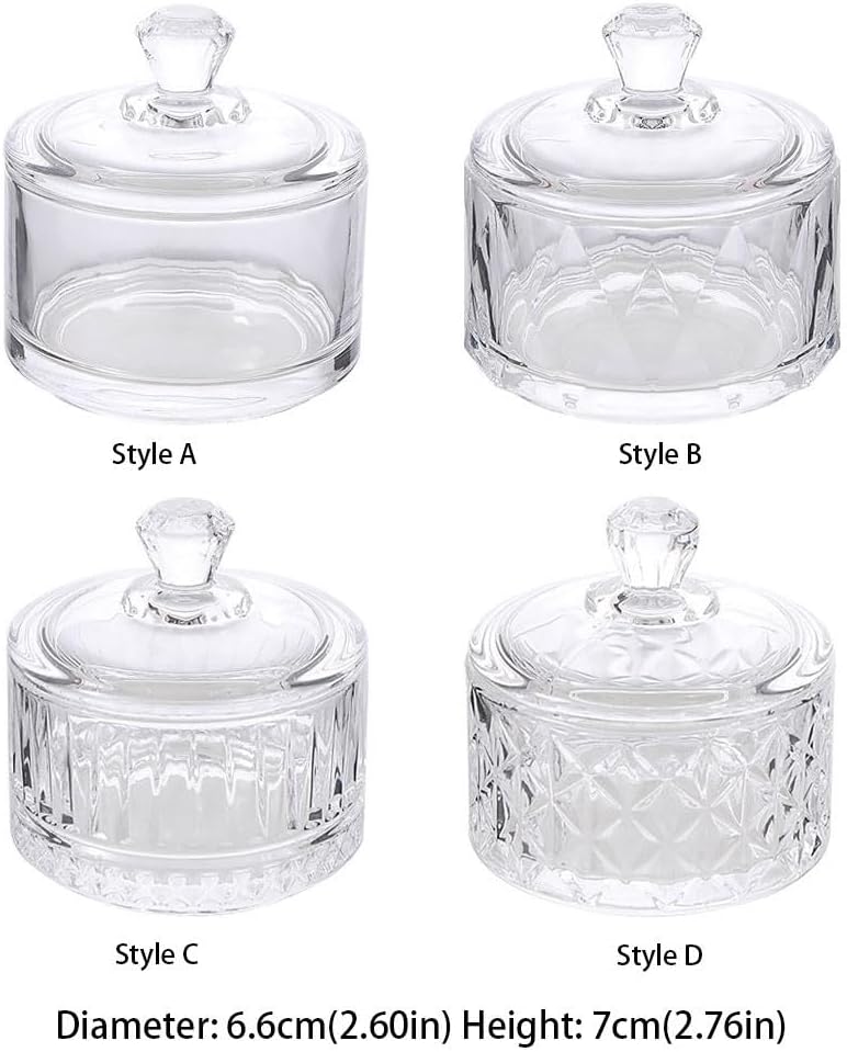 Glass Candy Dish with Lid, Clear Round Glass Candy Jar Ice Cream Dessert Cups Jewelry Box for Food Storage Organization